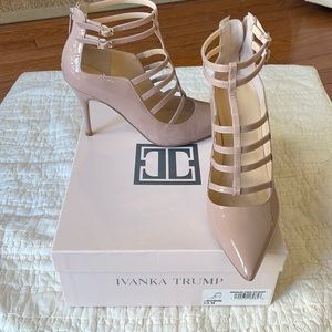 Ivanka Trump Domain T Strap Patent Heeled Sandals